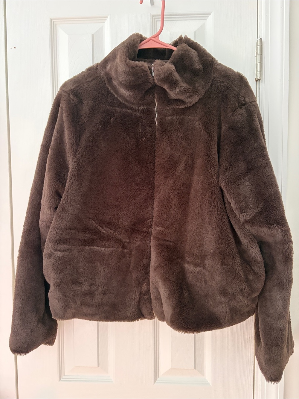 Plush Fur Teddy Jacket - Chocolate Brown